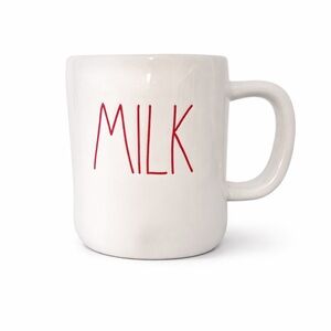 Rae Dunn White Mug with Red 'Milk' Text